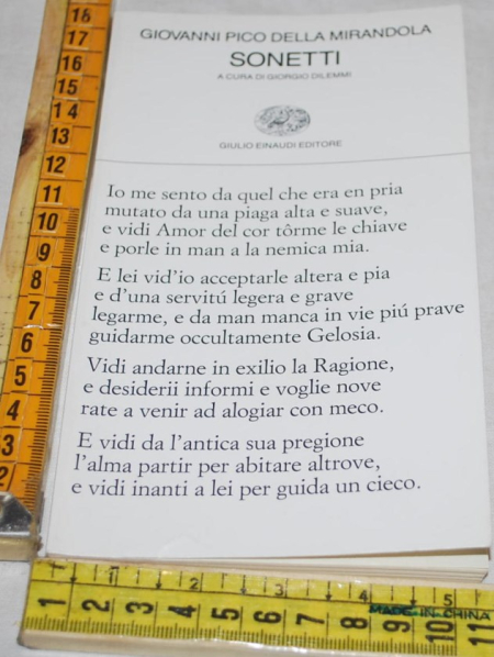 Giovanni Pico della Mirandola - Sonetti - Einaudi poesia 243